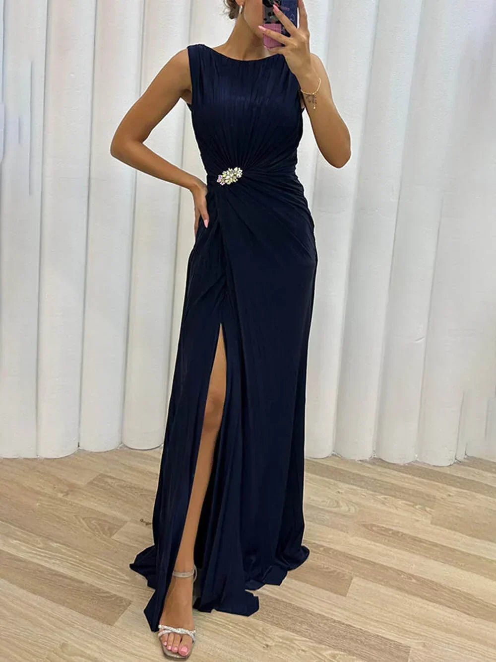 Serena | Falten Maxi Abendkleid