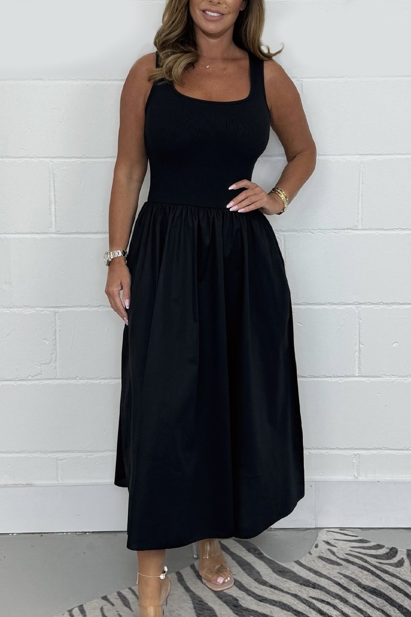Stylisches ärmelloses A-Linien-Kleid mit quadratischem Ausschnitt