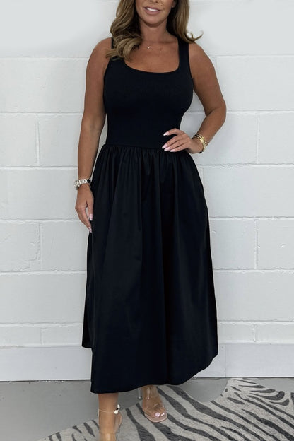 Stylisches ärmelloses A-Linien-Kleid mit quadratischem Ausschnitt