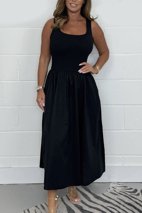 Stylisches ärmelloses A-Linien-Kleid mit quadratischem Ausschnitt