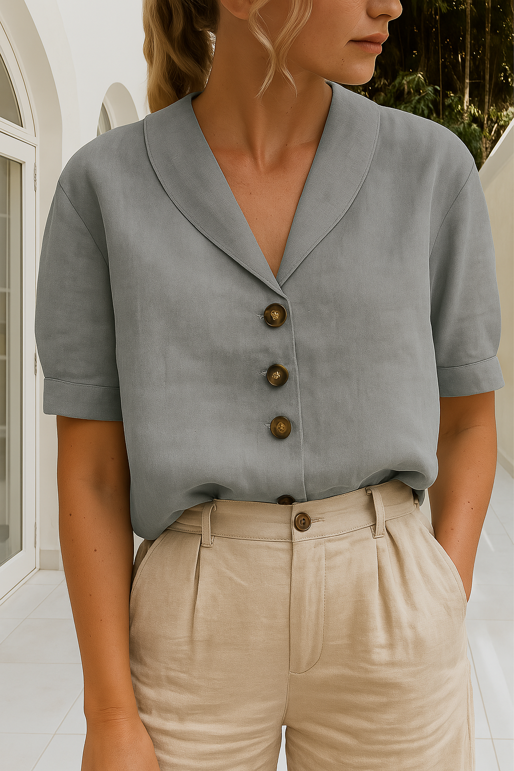 Frida™ – Trendiges Damen-T-Shirt aus Baumwolle und Leinen