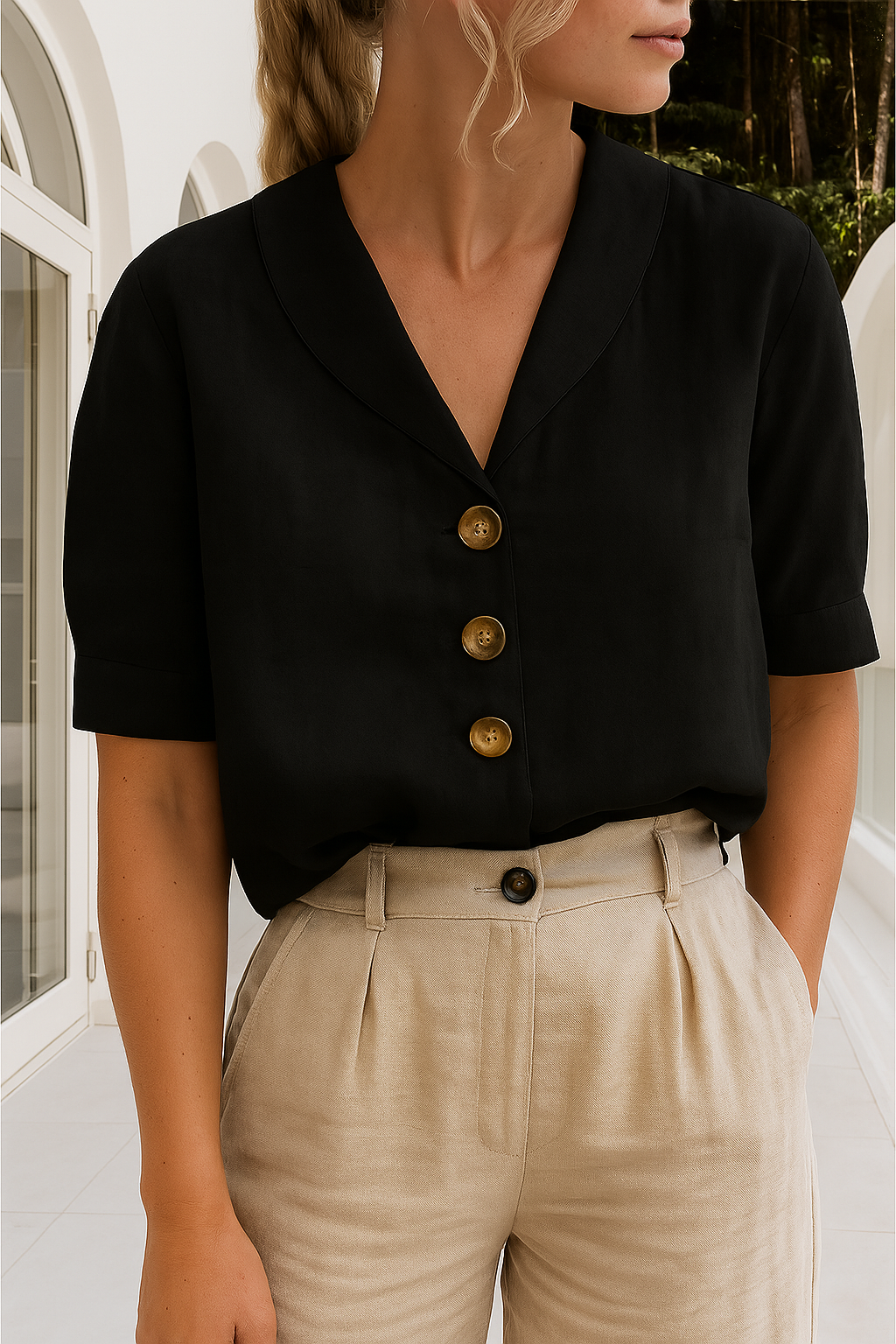 Frida™ – Trendiges Damen-T-Shirt aus Baumwolle und Leinen