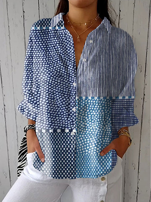 Fiora | Ocean Patchwork Bluse