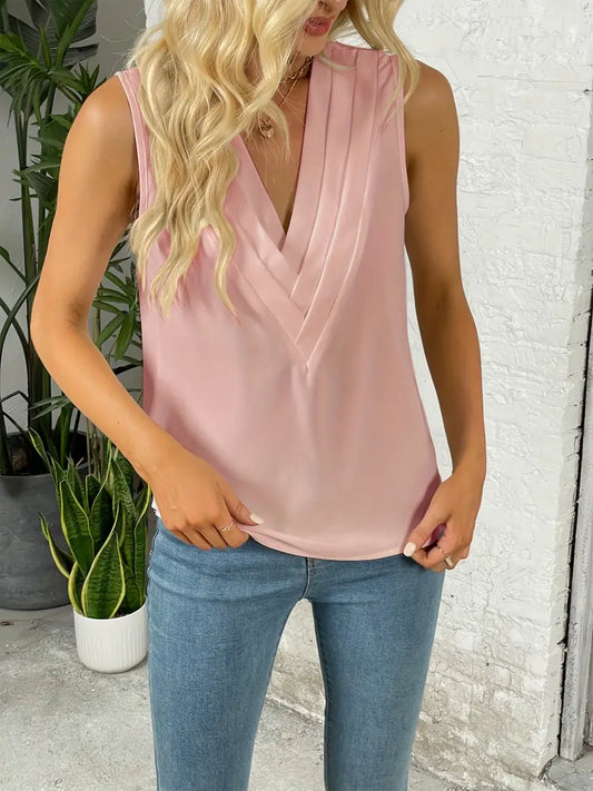 Carina™ - Elegante Bluse mit gerafftem V-Ausschnitt