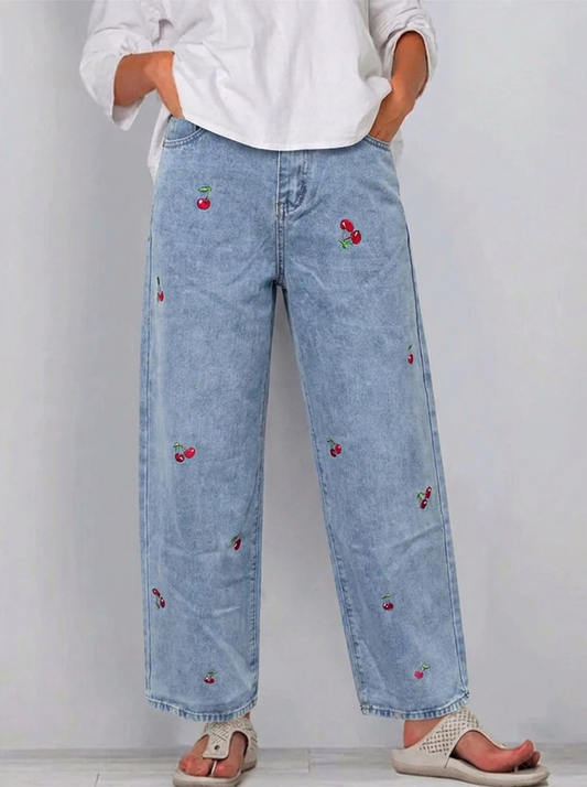 Damen Freizeit Denim Baumwollhose